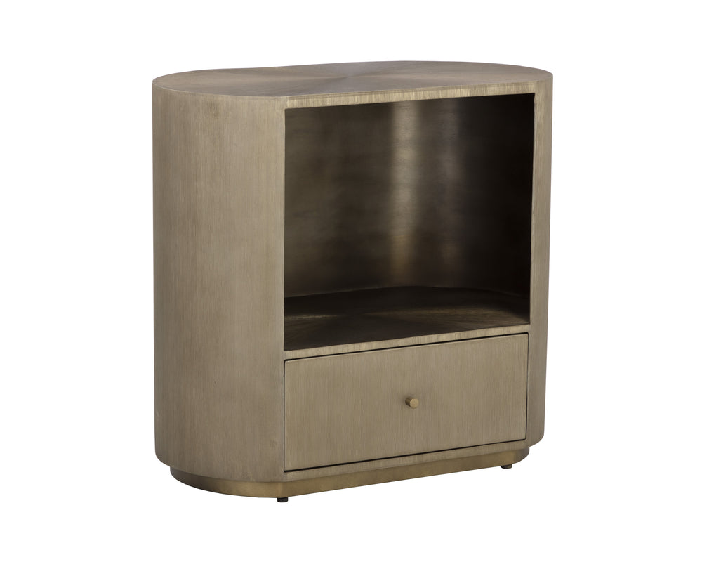 SIENA NIGHTSTAND - OVAL - ANTIQUE BRASS