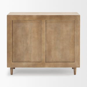 Tucker Light Brown Wood w/ Carved Arch Pattern 2 Door Accent Cabinet