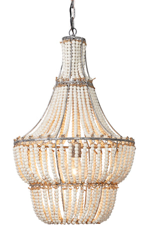 Blanca Wood Beaded 1-Light Chandelier
