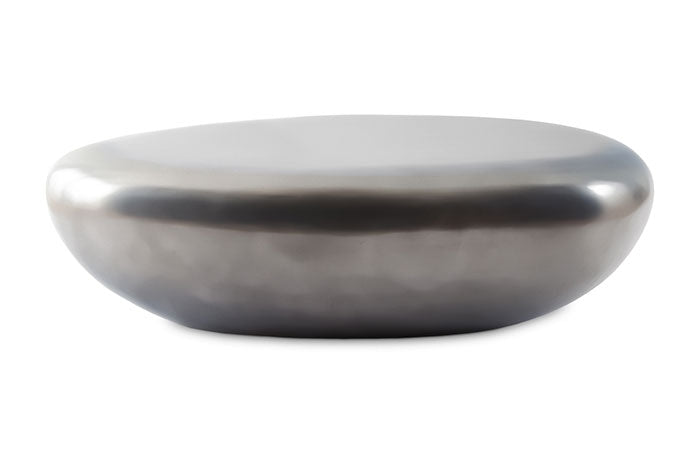 River Stone Cocktail Table, Polish Aluminum, LG