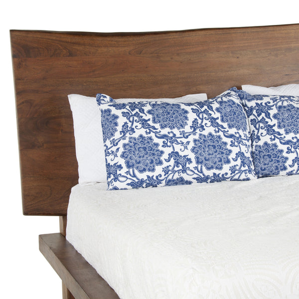 London Loft Acacia Wood Live Edge Queen Bed in Walnut Finish