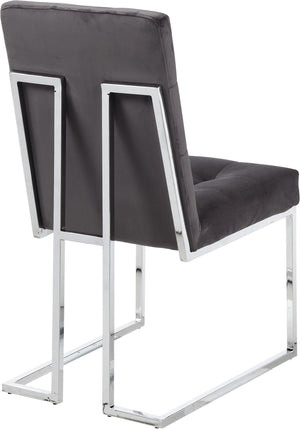 Sara Dining Chair In Grey Velvet