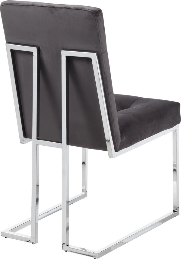 Sara Dining Chair In Grey Velvet