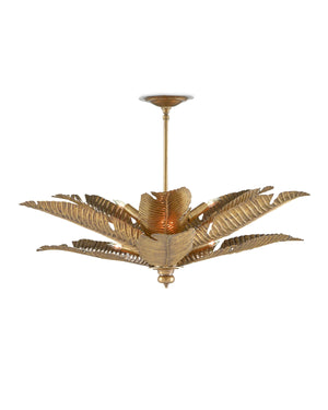 Tropical Semi-Flush In Vintage Brass
