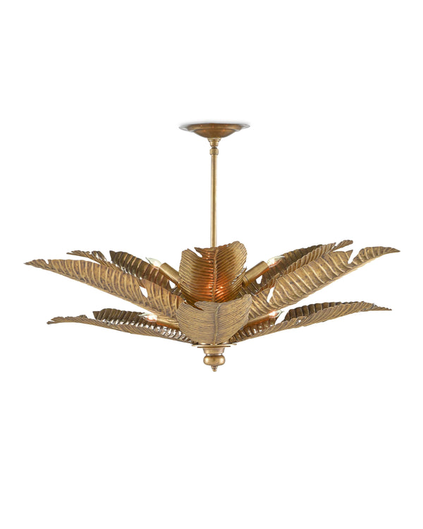 Tropical Semi-Flush In Vintage Brass