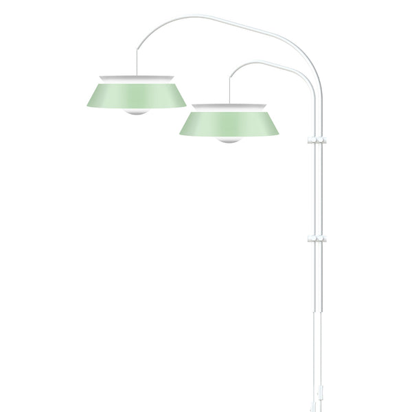 Cuna Mint Green 2-Light Wall Lamp with White Wall Hanger