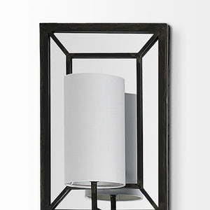 Noah 12.2x55 Black Metal w/White Fabric Shade Rectangular Wall Sconce