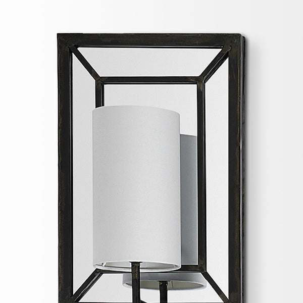 Noah 12.2x55 Black Metal w/White Fabric Shade Rectangular Wall Sconce