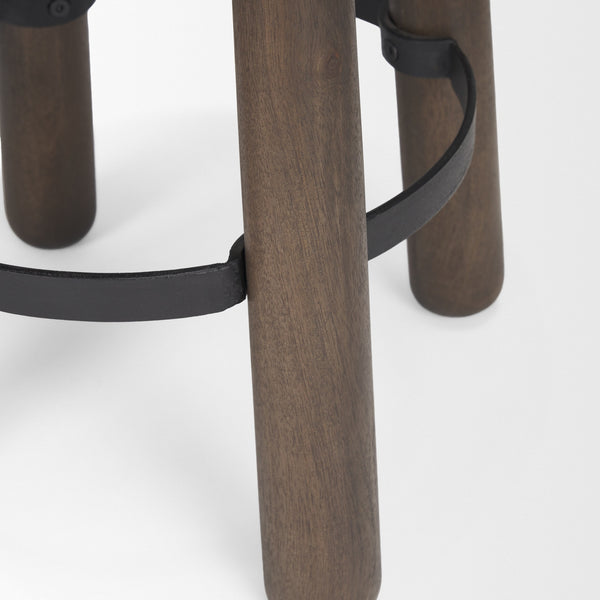 Weldon Dark Brown Wood w/ Matte Black Metal Counter Stool