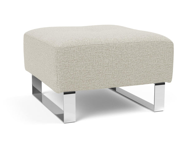 DELUXE EXCESS OTTOMAN in MIXED DANCE NATURAL FABRIC WITH Chrome legs 527
