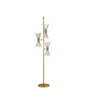 Novatude Floor Lamp In Antique Gold Leaf & Contemporary Silver Leaf