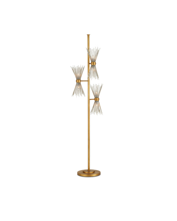 Novatude Floor Lamp In Antique Gold Leaf & Contemporary Silver Leaf