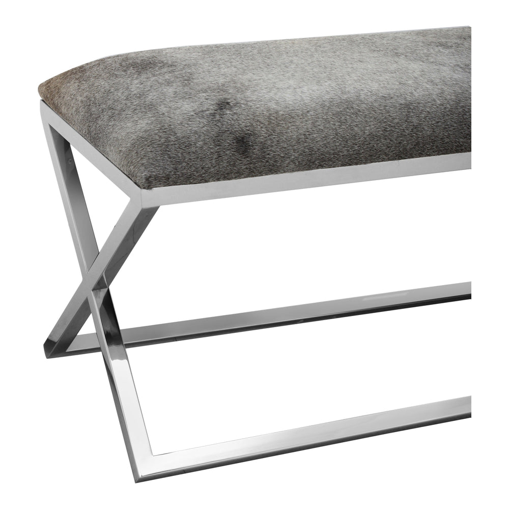 Moe's Rossi Bench in Grey with Stainless Frame
