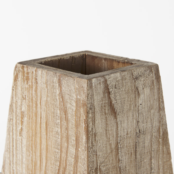 Allen II Small Natural Wooden Base Oval Vase