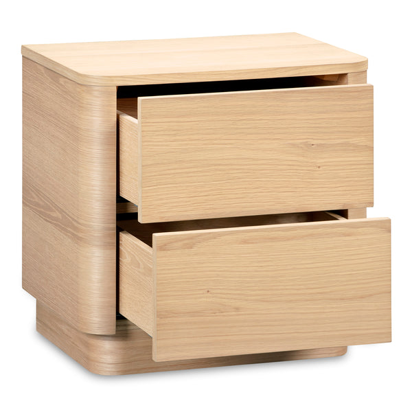 Round Off Tall Nightstand in Natural Oak