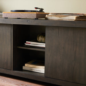 Laredo Media Console In Smoked Black Veneer