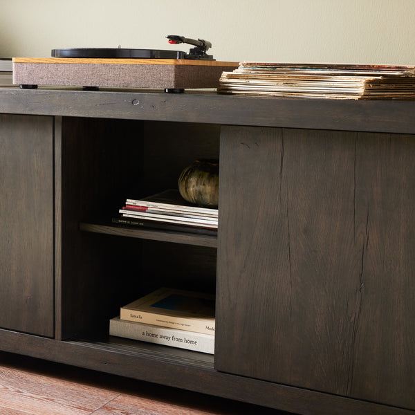 Laredo Media Console In Smoked Black Veneer