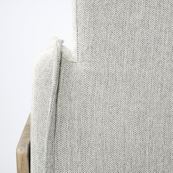 Roy II Frost Gray Upholstered and Brown Wood Frame Arm Chair