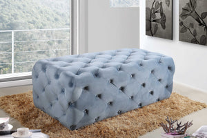 Debbie Ottoman/Bench In Sky Blue Velvet
