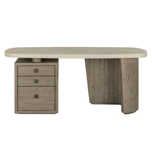 Angus Solid Wood Desk with Storage - Distressed Gray/Antique White