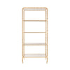 BALL LINED ETAGERE WITH CLEAR GLASS SHELVES IN GOLD LEAF