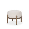 Gwynn Oatmeal Fabric w/ Dark Brown Wood Pouf
