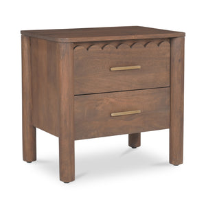Wiley Nightstand in Vintage Brown with Brass Handles