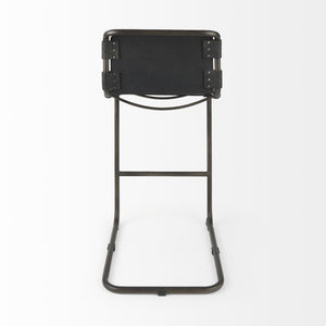 Berbick 43" Total Height Black Leather w/ Iron Frame Bar Stool