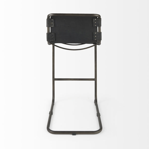 Berbick 43" Total Height Black Leather w/ Iron Frame Bar Stool
