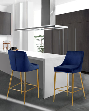 Lynette Stool In Navy Velvet and Gold