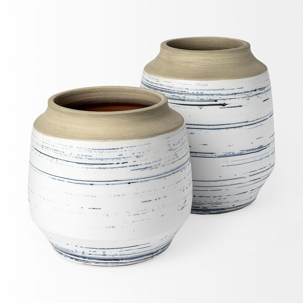 Sonnett Tall White/Blue Ceramic Vase