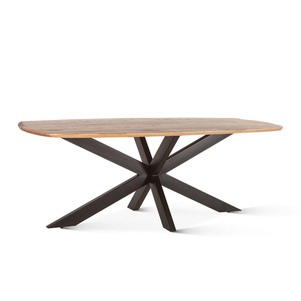 Rapallo 82" Mango Wood and Iron Dining Table, Natural