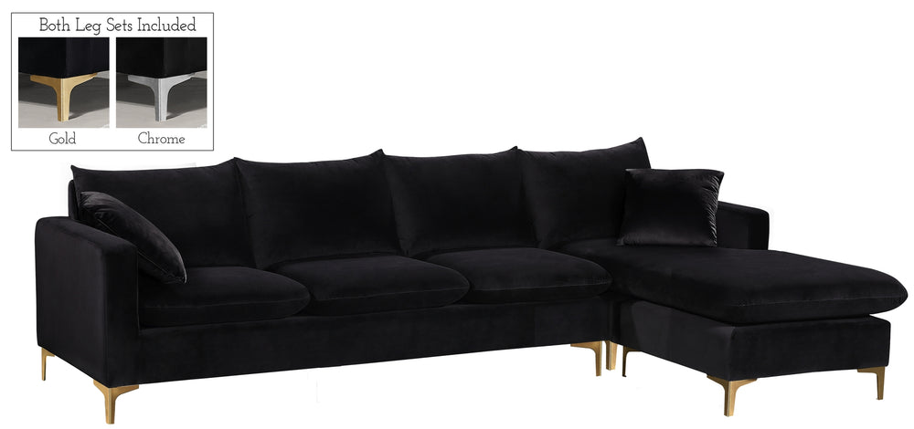 Lucy 2pc. Reversible Sectional In Black Velvet