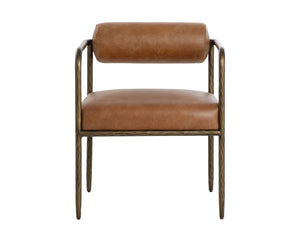 AJANI DINING ARMCHAIR - TAN LEATHER