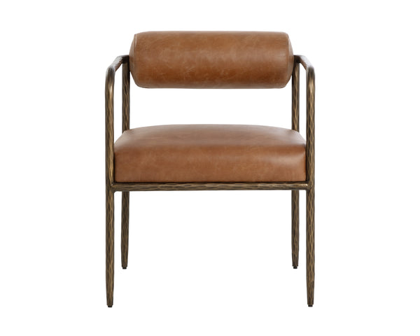 AJANI DINING ARMCHAIR - TAN LEATHER