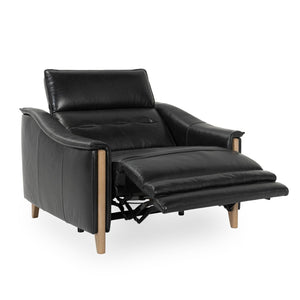 Cullman Leather Power Recliner with Ash Wood Accents