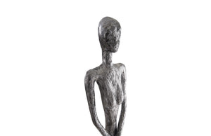 Skinny Female Sculpture, Liquid Silver