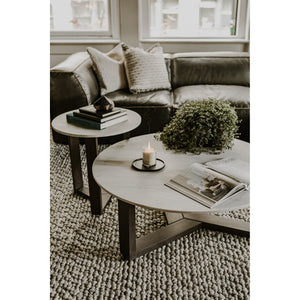 Jinxx Side Table in Charcoal Grey with Marble Top