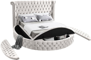 Lorena King Bed In Cream Velvet