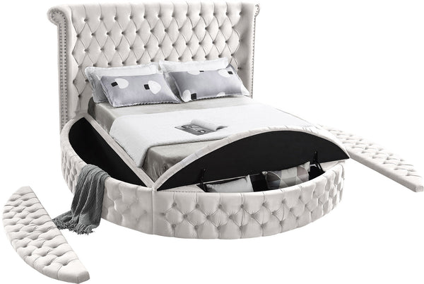 Lorena King Bed In Cream Velvet
