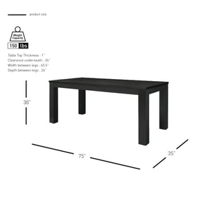 Bedford KD 75" Rect. Dining Table Square Legs, Brushed Black 