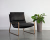ZANCOR LOUNGE CHAIR - ANTIQUE BRASS - CHARCOAL BLACK LEATHER