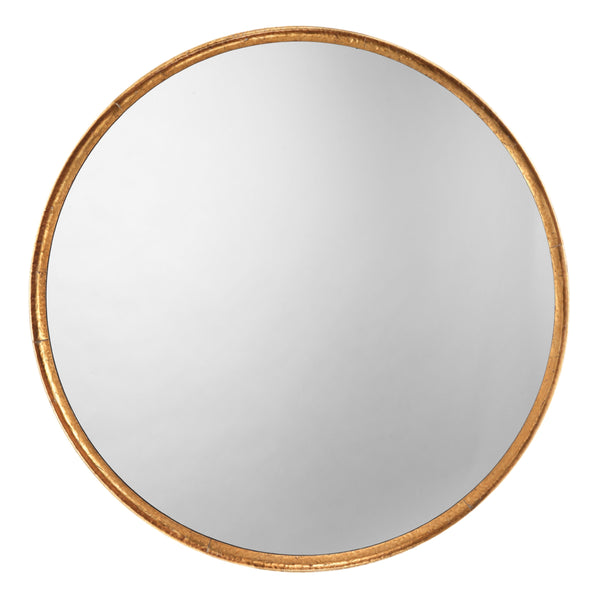 Refined Iron Round Wall Mirror, Gold