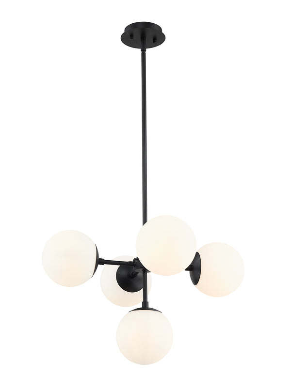 Midnetic 5 Light Pendant in Matte Black Finish