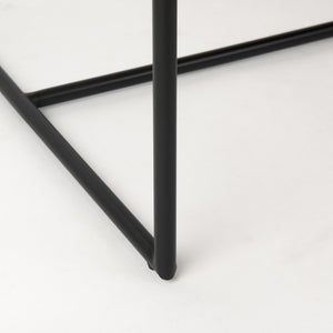 Stamford Beige Upholstered Seat w/ Wood Back, Black Metal Frame Dining Chair
