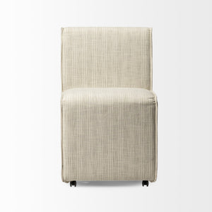 Damon Fully Upholstered Cream-Toned Fabric Dining Chair on Casters