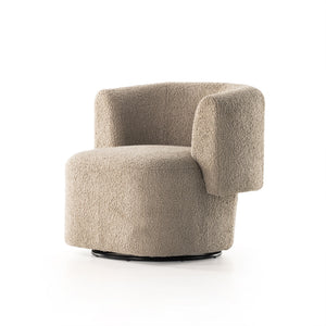Tybalt Swivel Chair In Sheepskin Camel