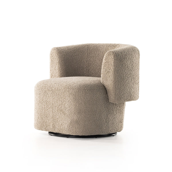 Tybalt Swivel Chair In Sheepskin Camel