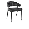 Umbria Leather Dining Chair with Iron Legs - Midnight Raven