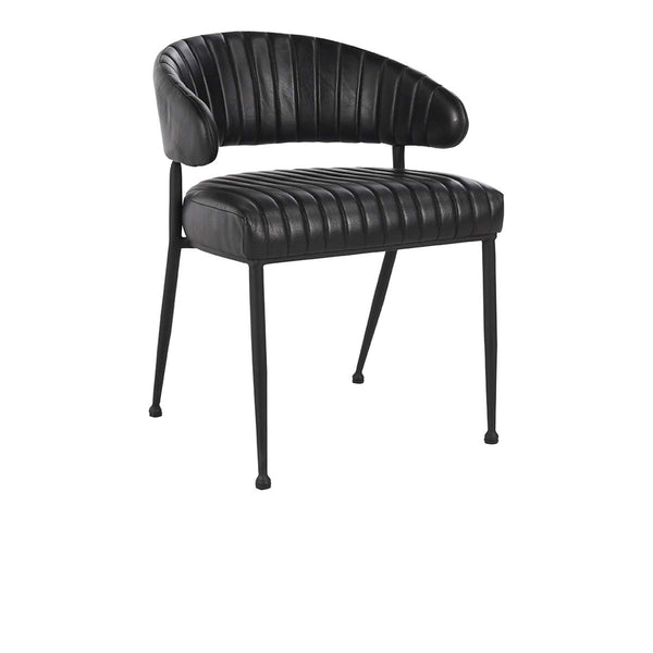 Umbria Leather Dining Chair with Iron Legs - Midnight Raven